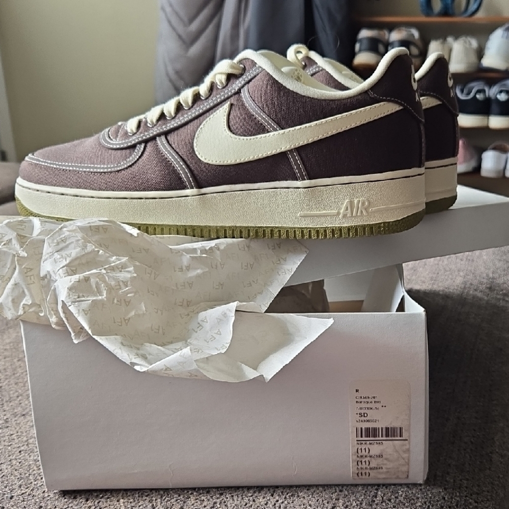 Nike Air Force 1 Low-Top Sneakers in Brown and Cream